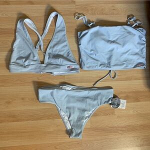 Jules & Nolan Light Blue 3-Piece Bikini Set (2 Tops, 1 Bottom) NWT - Size XL